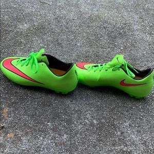 Green and Pink Nike Mercurial Soccer Cleats